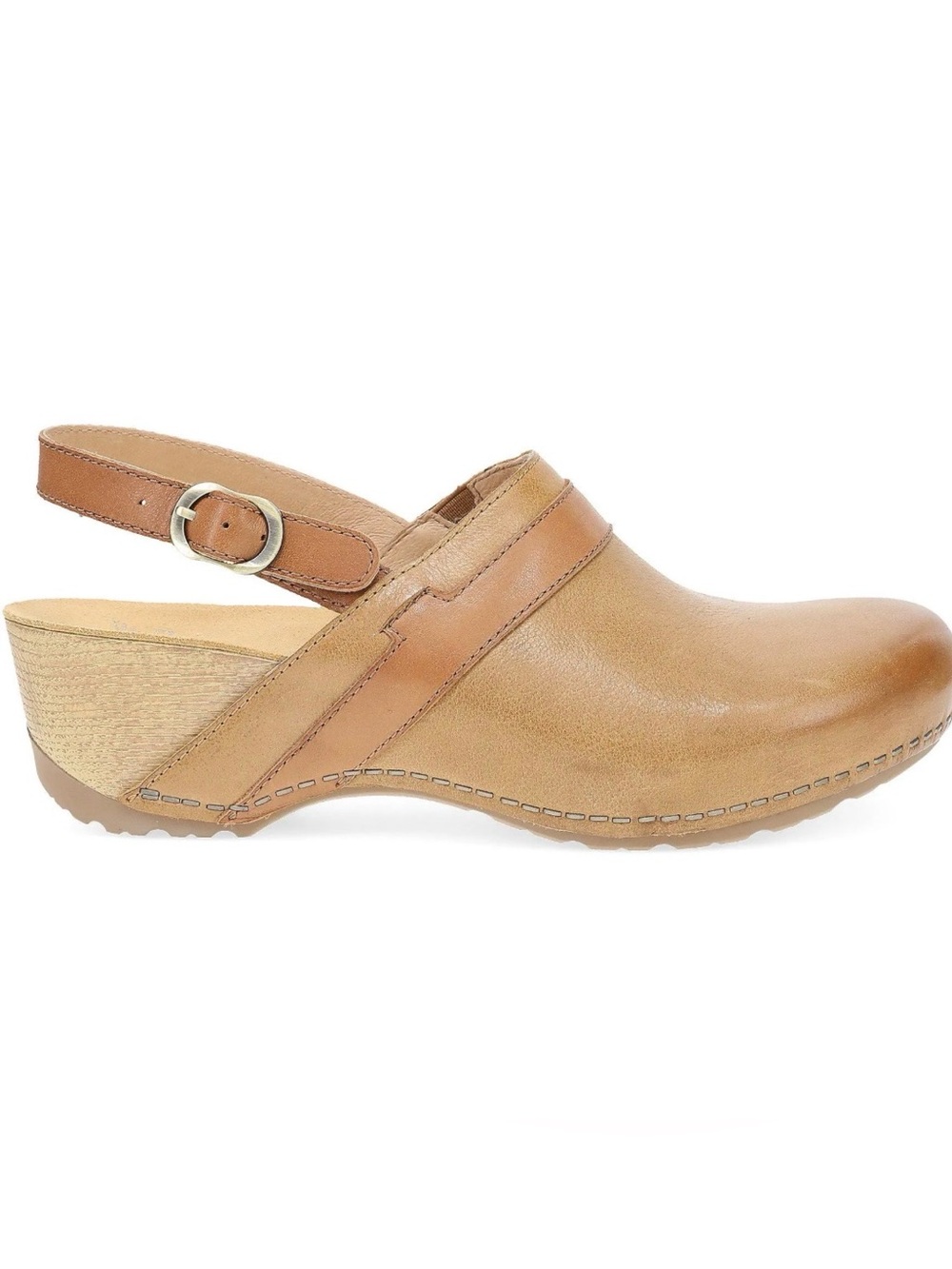 Dansko Tan Leather Slingback Clogs